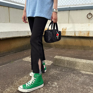 Side-slit bootcut pants