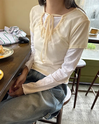 See-through short-sleeved T-shirt