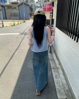 Two-tone striped gathered camisole