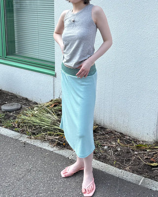 Lace waist midi skirt