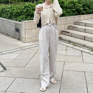 Sailor collar knit zip-up