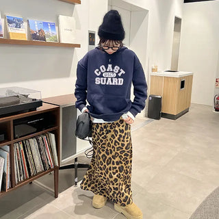 Leopard print long skirt