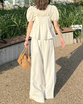 Pintuck bustier and slacks set