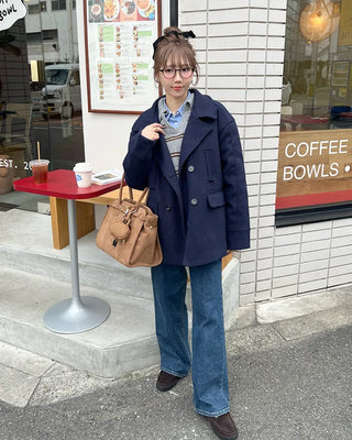 Double-breasted quilted coat
