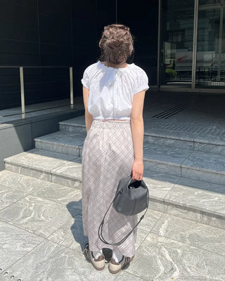Checked long skirt