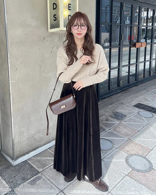 Velvet maxi skirt