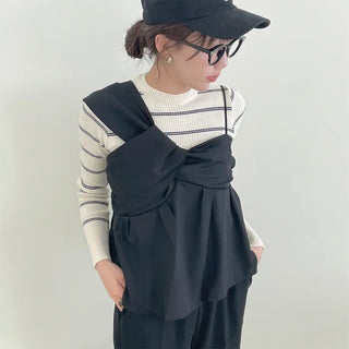 Asymmetrical Ribbon Design Sleeveless Dress
