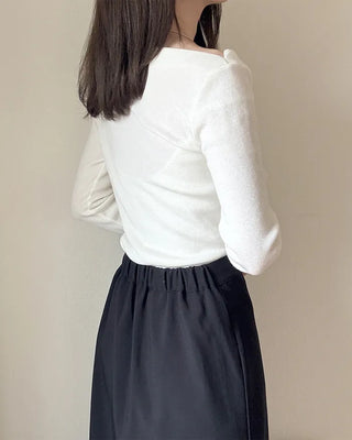 Drape off-shoulder knit