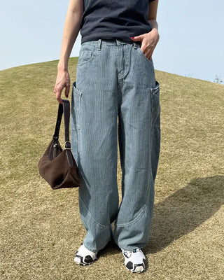 Slit patch pocket denim pants