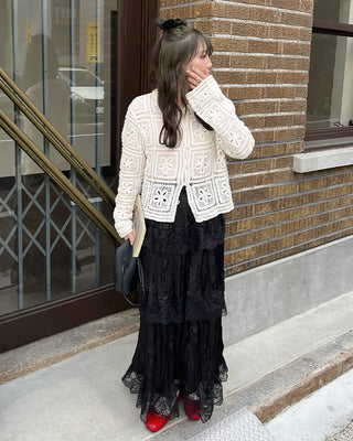 Shatin Gathered Lace Cancan Long Skirt