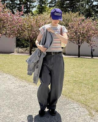 Flap pocket curved fit cotton pants