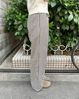 Striped elastic waist pants