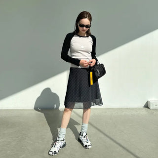 Checked midi skirt