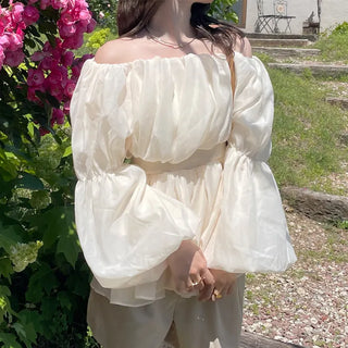 Off-shoulder chiffon blouse dress