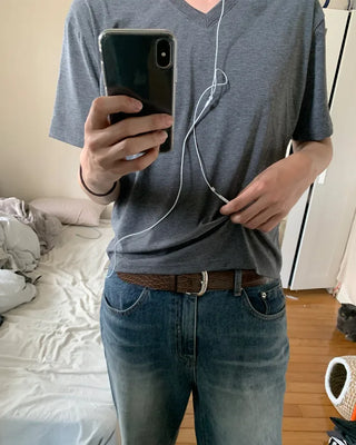 Layered Point V-neck Short-Sleeve T-Shirt