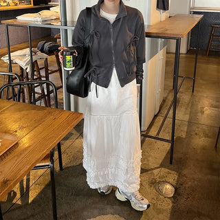 Long skirt with ruffled hem