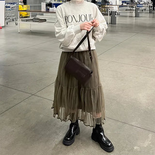 Chiffon wrinkle long skirt