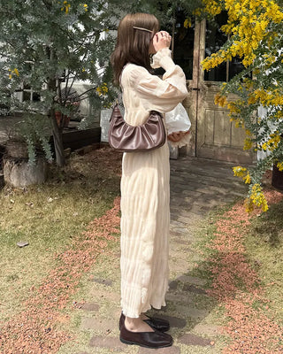 Chiffon pleated long dress