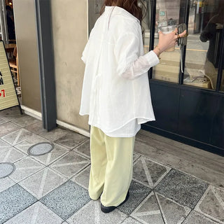 Back button sheer shirt