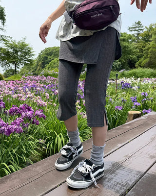 Wrap skirt & ribbed capri pants set
