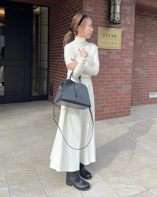 Shirred long knit skirt