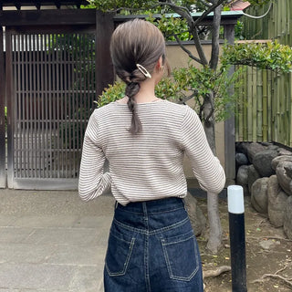 Striped cropped cardigan