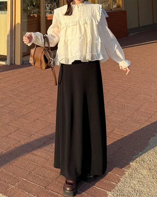 Ribbed maxi long skirt