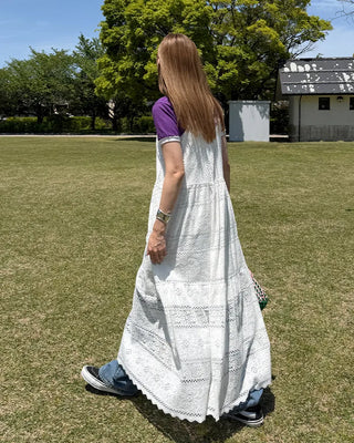 Camisole button lace maxi dress