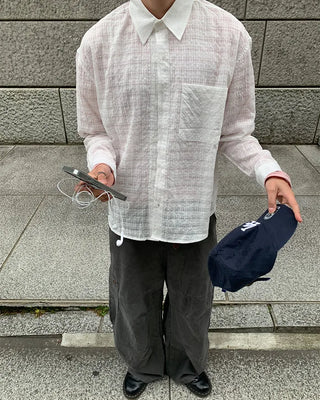 Checkered long-sleeved summer shirt