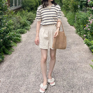 Striped short-sleeved knit