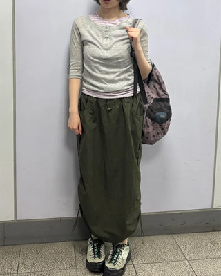 Side pocket nylon cargo skirt