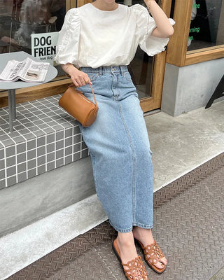 Shoulder ruffle frill blouse