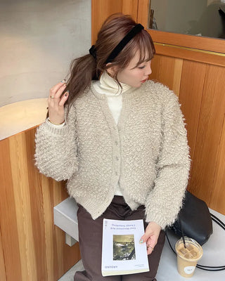 Boucle V-neck cardigan