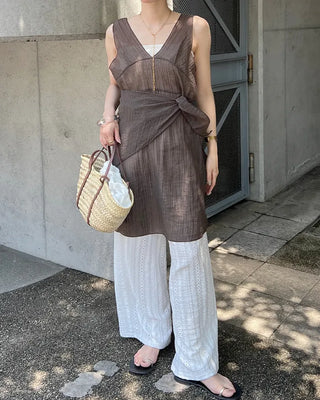 Scarf set sheer layered dress