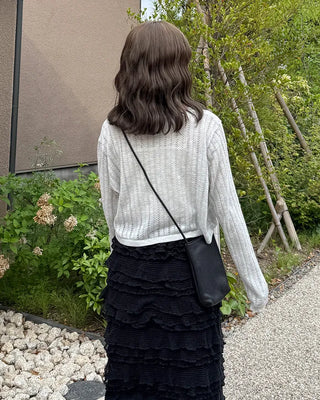 Perforated Cropped Cardigan