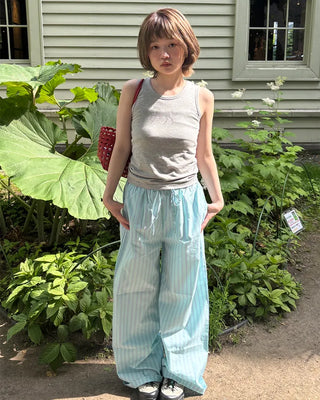 Wide striped easy pants