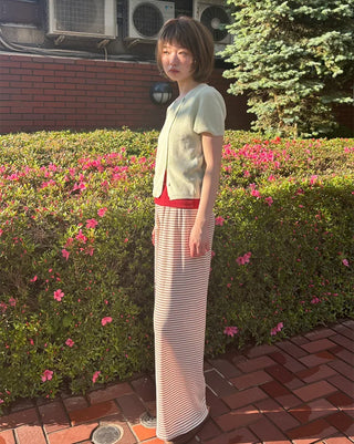 Asymmetrical Button Short Sleeve Knit