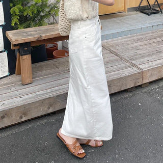 Cotton straight long skirt