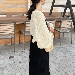 Ribbon detail knit bolero