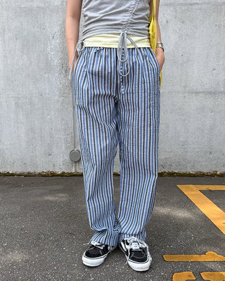 Wide-fit striped easy pants