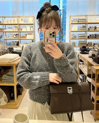 Soft raglan sleeve round neck cardigan