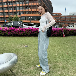 Sheer lace long t-shirt