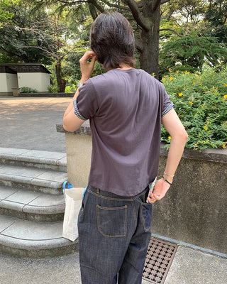 Checked Roll-Up Short-Sleeve T-Shirt