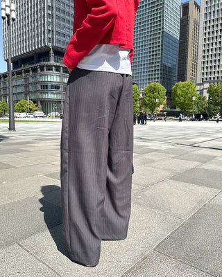Pintuck striped wide slacks