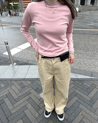 Cotton pants with side buckle patches