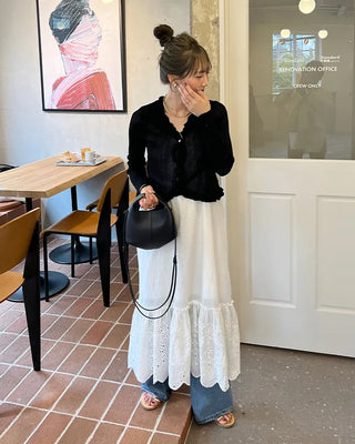 Frilled Crop Point Thermal Cardigan