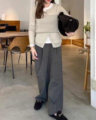 Simple bustier cardigan set