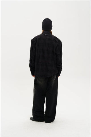 [MASONPRINCE] Oversized Plaid Shirt with Shoulder Pads