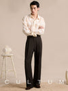 [CULTUM] Wool Blend Pleated Flare Trousers