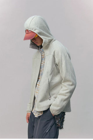 [Monterest] Fleece-Lined Hooded Zip-Up Cardigan